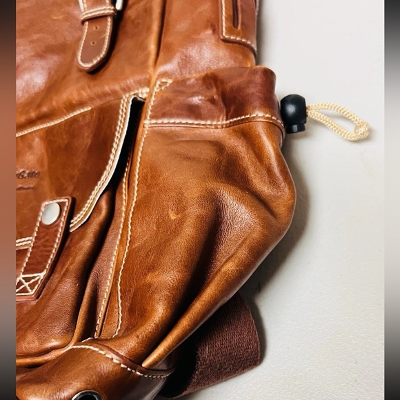 Leather Mercury Gate Barrington Collection Rucksack Backpack Brown Canvas Inside - Picture 5 of 16